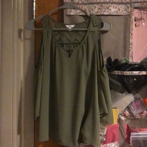 Cold shoulder green top